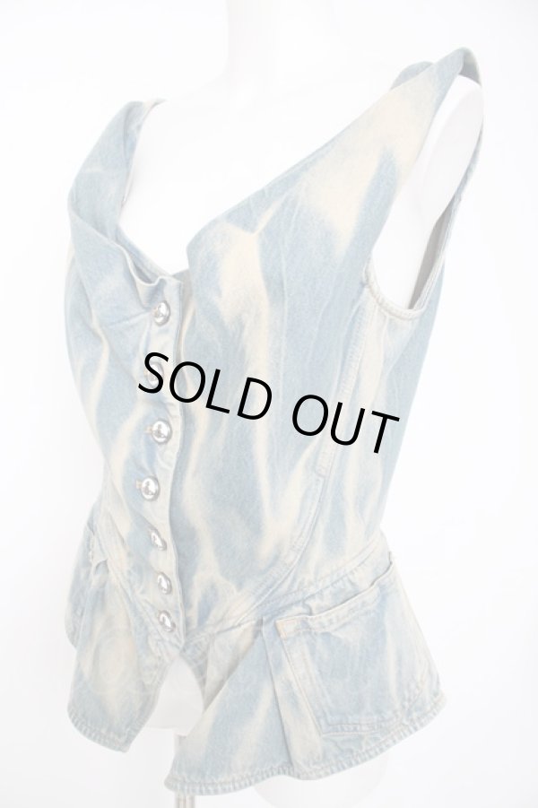 画像3: ヴィヴィアンウエストウッド 中古 / Monday Peplum Denim Vest 44 サックス  Y-26-10-14-004-to-YM-ZY (3)