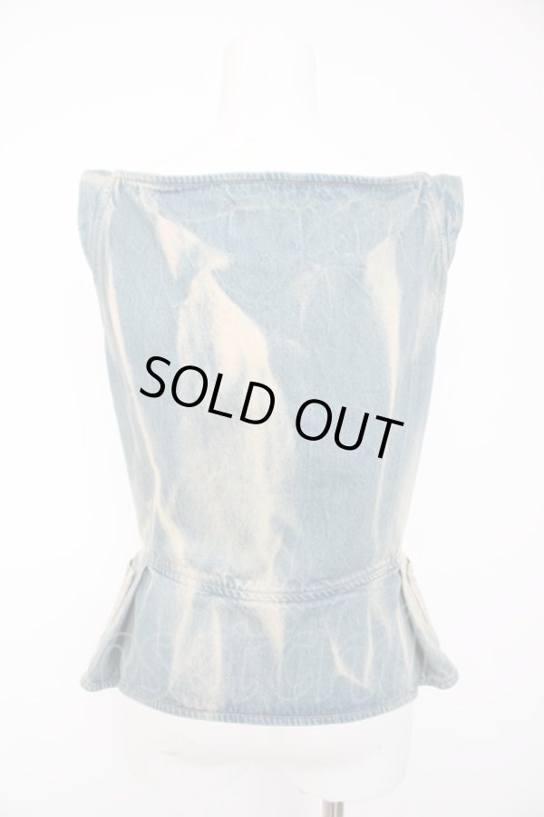 画像2: ヴィヴィアンウエストウッド 中古 / Monday Peplum Denim Vest 44 サックス  Y-26-10-14-004-to-YM-ZY (2)