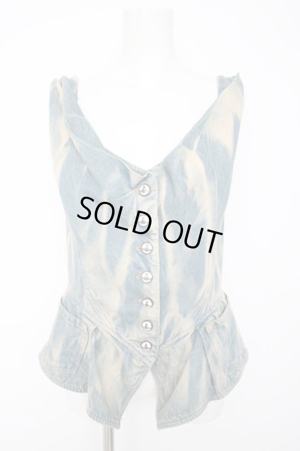 画像1: ヴィヴィアンウエストウッド 中古 / Monday Peplum Denim Vest 44 サックス  Y-26-10-14-004-to-YM-ZY (1)