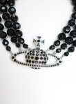 画像2: BLACK AGATE THREE ROW BAS RELIEF CHOKE ヴィヴィアンウエストウッド 中古   22-02-27-151h-1-nl-OD-ZH (2)