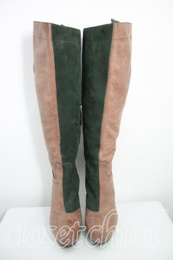 画像2: 【SALE】【36%OFF】レザーバイカラーロングブーツ ヴィヴィアンウエストウッド 中古   H-23-01-29-151-sh-OD-ZH (2)