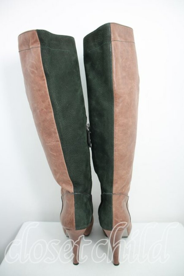 画像4: 【SALE】【36%OFF】レザーバイカラーロングブーツ ヴィヴィアンウエストウッド 中古   H-23-01-29-151-sh-OD-ZH (4)