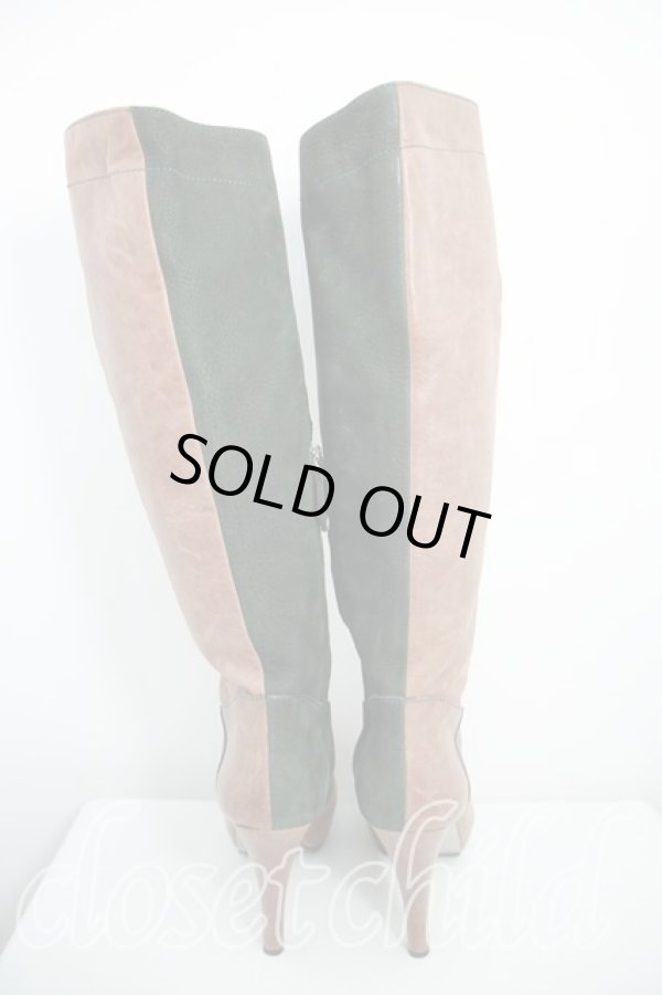 画像4: 【SALE】【36%OFF】レザーバイカラーロングブーツ ヴィヴィアンウエストウッド 中古   H-23-01-29-151-sh-OD-ZH (4)