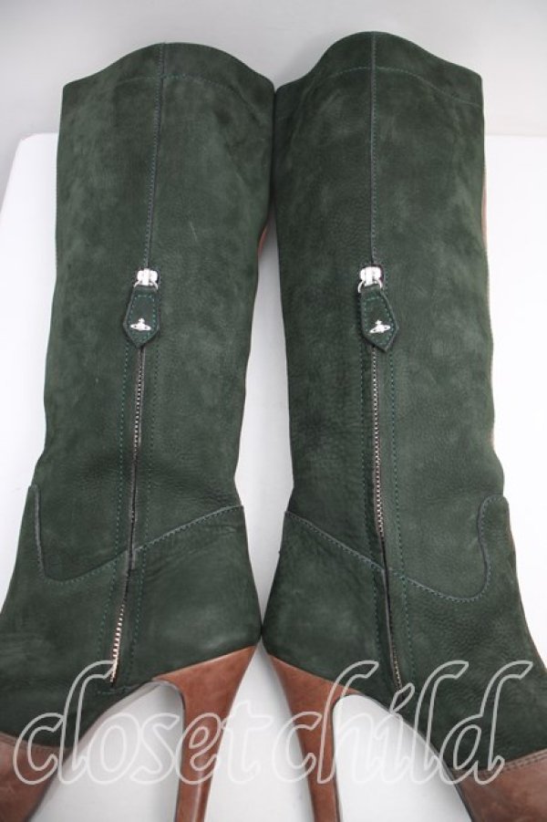 画像6: 【SALE】【36%OFF】レザーバイカラーロングブーツ ヴィヴィアンウエストウッド 中古   H-23-01-29-151-sh-OD-ZH (6)