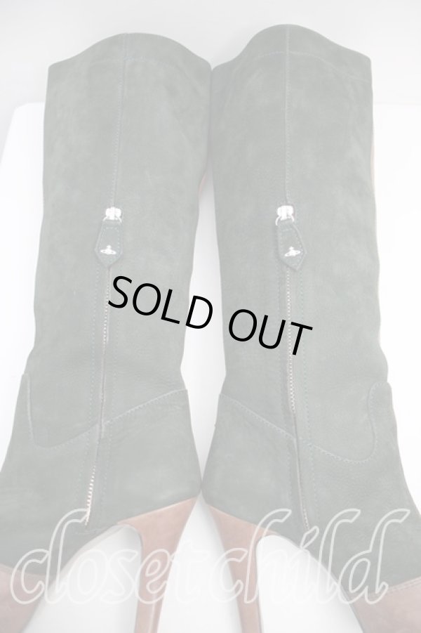 画像6: 【SALE】【36%OFF】レザーバイカラーロングブーツ ヴィヴィアンウエストウッド 中古   H-23-01-29-151-sh-OD-ZH (6)