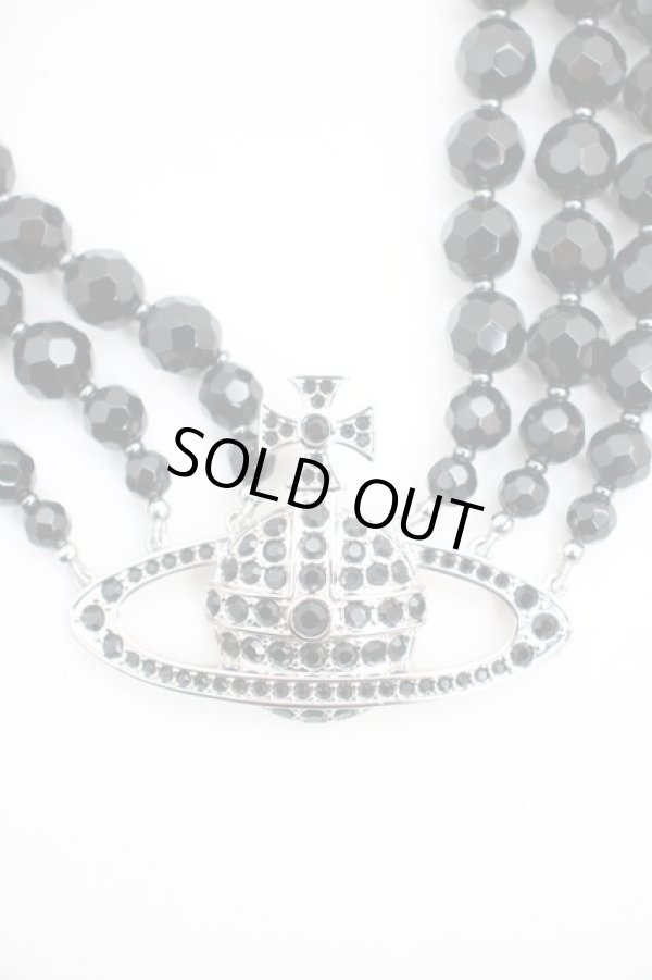 画像2: BLACK AGATE THREE ROW BAS RELIEF CHOKE ヴィヴィアンウエストウッド 中古   23-05-14-135h-1-nl-OD-ZH (2)