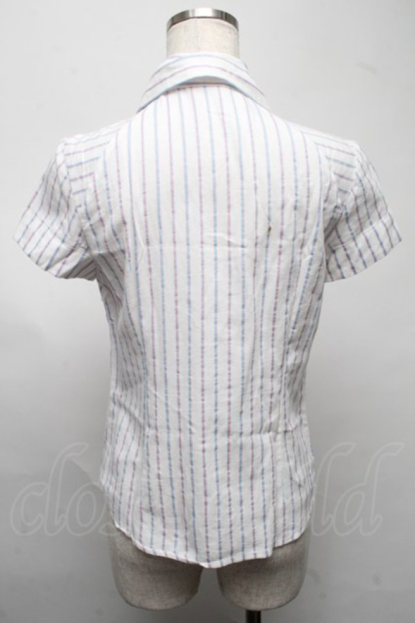 ヴィヴィアンウエストウッド 中古 / ストライプシャツ 2 白  S-25-07-13-022-bl-AS-ZS ヴィヴィアンウエストウッド 中古 / ストライプシャツ 2 白 S-25