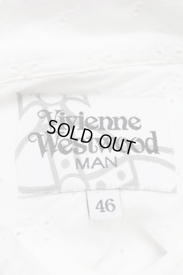 画像4: ヴィヴィアンウエストウッド MAN 中古 / アイレットレースシャツ 46 白  S-25-07-13-023-bl-AS-ZY (4)