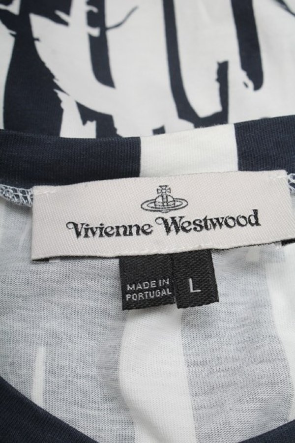 画像5: ヴィヴィアンウエストウッド 中古 / 総柄Tシャツ L 紺x白  S-25-07-13-003-to-AS-ZY (5)