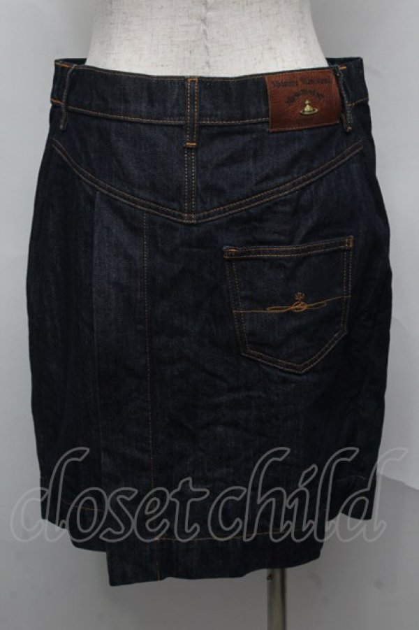 画像2: ANGLOMANIA 中古 / スクイグルデニムスカート 27 紺  S-25-07-13-028-sk-AS-ZS (2)