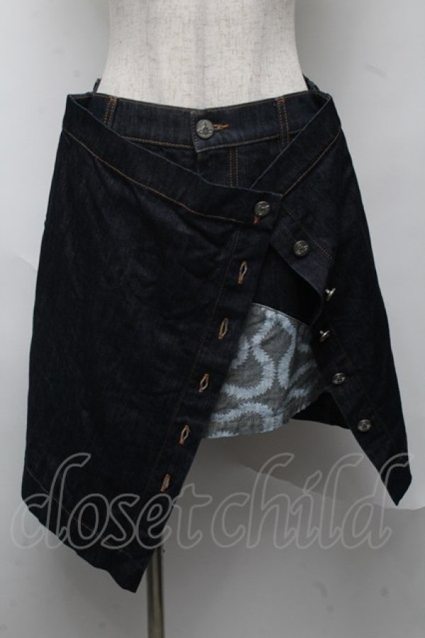 画像3: ANGLOMANIA 中古 / スクイグルデニムスカート 27 紺  S-25-07-13-028-sk-AS-ZS (3)