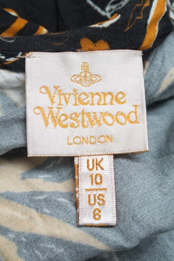 画像4: ヴィヴィアンウエストウッド 中古 //総柄ワンピース 40 黒  S-25-07-13-009-op-AS-ZS (4)