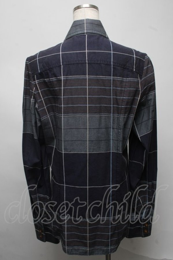 画像2: ヴィヴィアンウエストウッド MAN 中古 / 切替チェックシャツ II グレー  S-25-07-13-011-bl-AS-ZH (2)