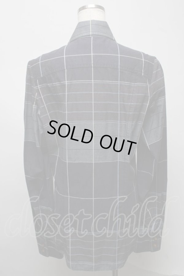 画像2: ヴィヴィアンウエストウッド MAN 中古 / 切替チェックシャツ II グレー  S-25-07-13-011-bl-AS-ZH (2)