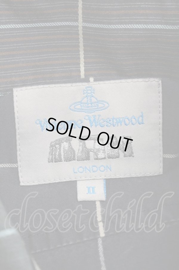 画像4: ヴィヴィアンウエストウッド MAN 中古 / 切替チェックシャツ II グレー  S-25-07-13-011-bl-AS-ZH (4)