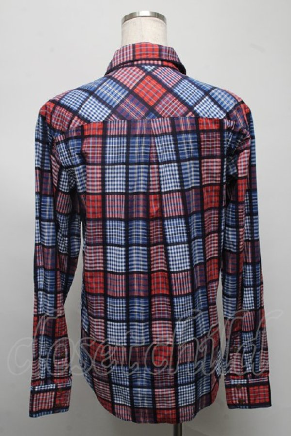 画像2: ヴィヴィアンウエストウッド MAN 中古 / チェックシャツ 46 紺x赤  S-25-07-13-012-ts-AS-ZS (2)