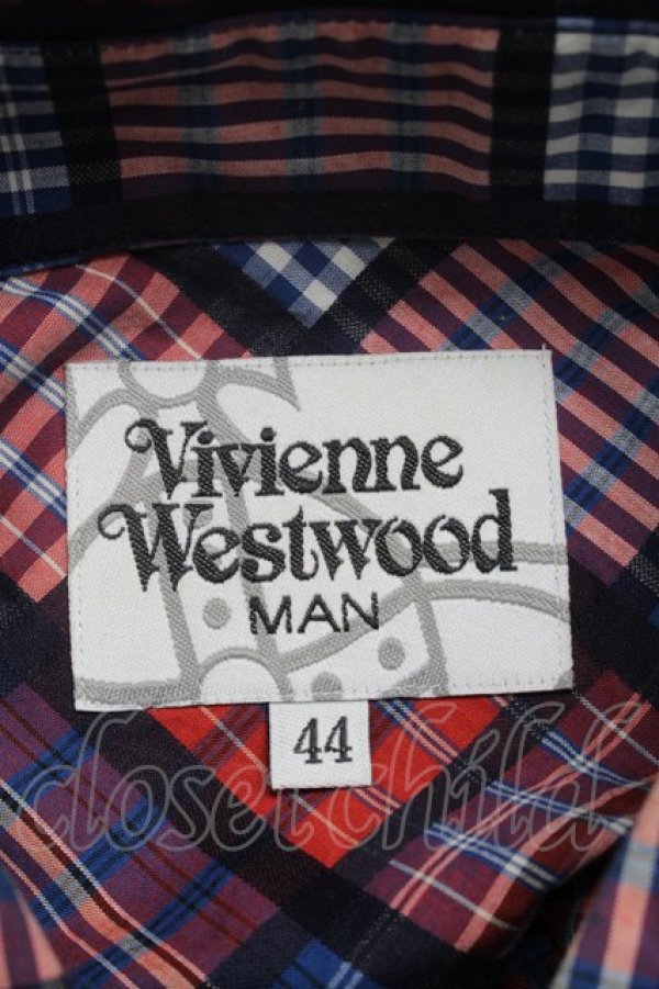 画像3: ヴィヴィアンウエストウッド MAN 中古 / チェックシャツ 46 紺x赤  S-25-07-13-012-ts-AS-ZS (3)