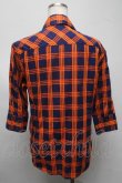 画像2: ヴィヴィアンウエストウッド MAN 中古 / チェックシャツ 46 オレンジｘ紺  S-25-07-13-013-ts-AS-ZS (2)