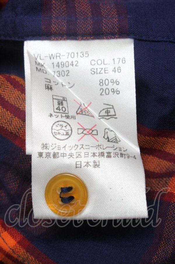 画像5: ヴィヴィアンウエストウッド MAN 中古 / チェックシャツ 46 オレンジx紺  S-25-07-13-013-ts-AS-ZS (5)