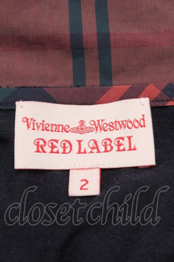 画像4: ヴィヴィアンウエストウッド 中古 / 単色オーブ刺繍&チェック襟ポロカットソー 2 紺  S-25-07-13-020-to-SZ-ZY (4)