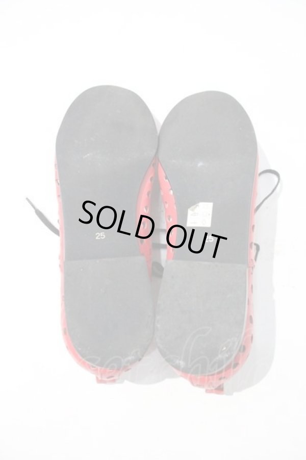 画像4: COMME des GARCONS / 血と薔薇パンチングレザーシューズ 25CM 赤Ｘ黒 I-24-03-19-007-sh-HD-ZI (4)