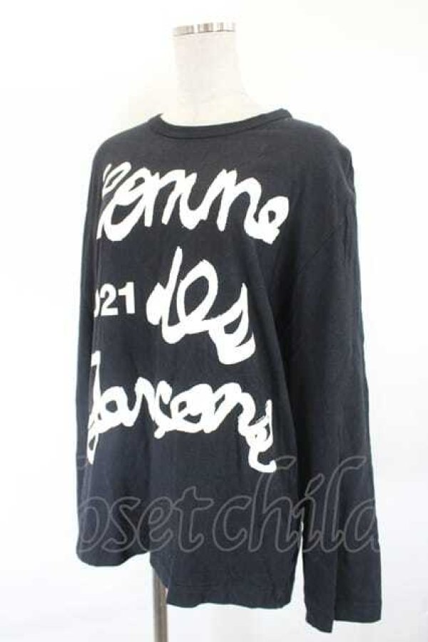 画像3: COMME des GARCONS / 筆記体プリントカットソー L 黒Ｘ白 I-26-07-29-020-to-SA-ZI (3)