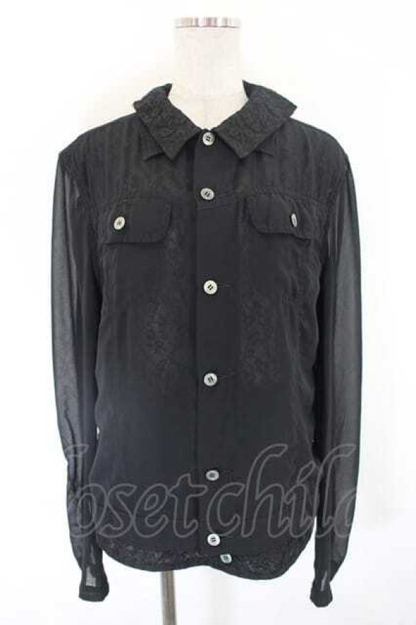画像1: COMME des GARCONS / シースルー＆レース重ねブラウス L 黒 I-26-07-29-021-bl-SA-ZI (1)