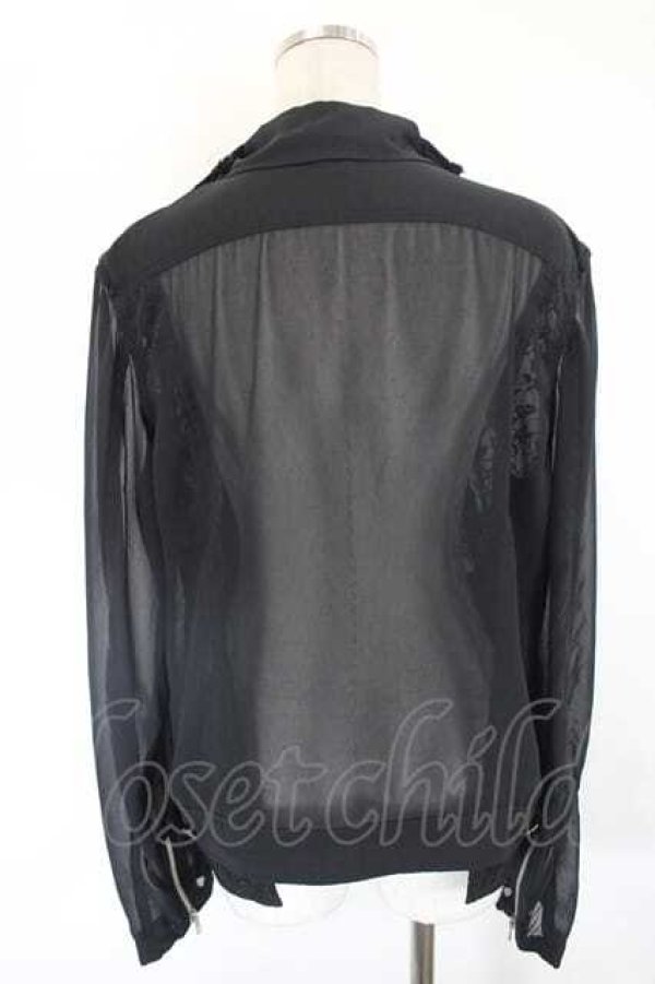 画像2: COMME des GARCONS / シースルー＆レース重ねブラウス L 黒 I-26-07-29-021-bl-SA-ZI (2)