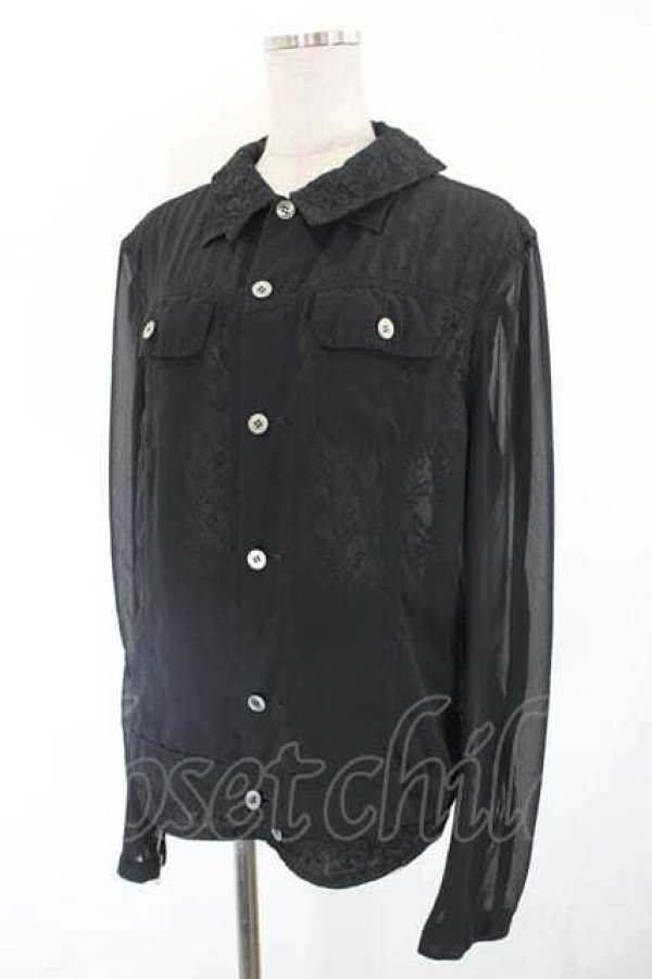 画像3: COMME des GARCONS / シースルー＆レース重ねブラウス L 黒 I-26-07-29-021-bl-SA-ZI (3)