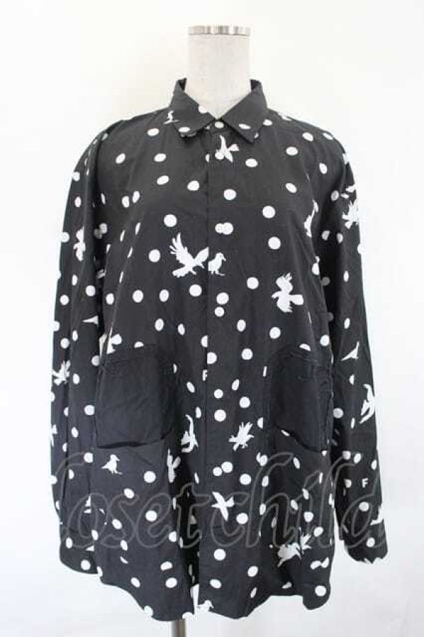 画像1: COMME des GARCONS / ＦＩＬＩＰ　ＰＡＧＷＳＫＩプリント長袖シャツ S 黒Ｘ白 I-26-07-29-022-bl-SA-ZI (1)