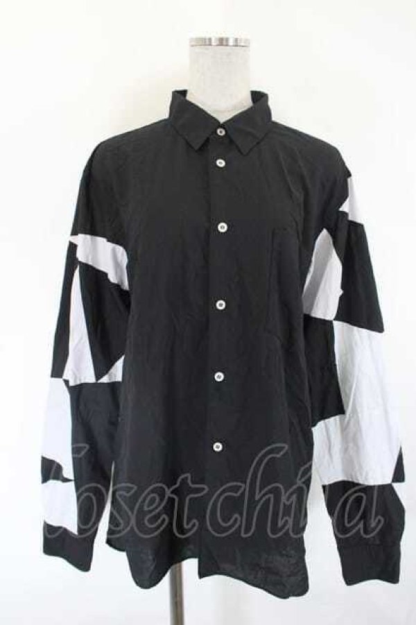 画像1: COMME des GARCONS / ２カラーデザイン長袖シャツ M 黒Ｘ白 I-26-07-29-023-bl-SA-ZI (1)