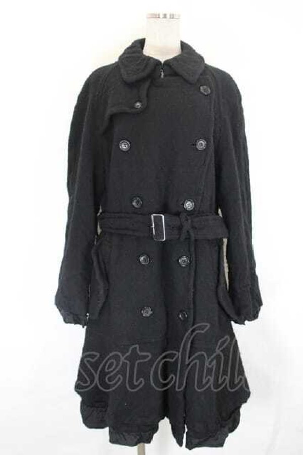 画像1: COMME des GARCONS / ウール縮絨トレンチコート S 黒 I-26-07-29-026-co-SA-ZI (1)