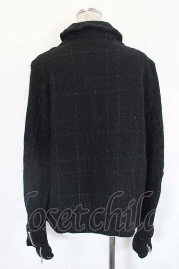 画像2: COMME des GARCONS / ラメチェックブルゾン M 黒Ｘラメ I-26-07-29-027-jc-SA-ZI (2)