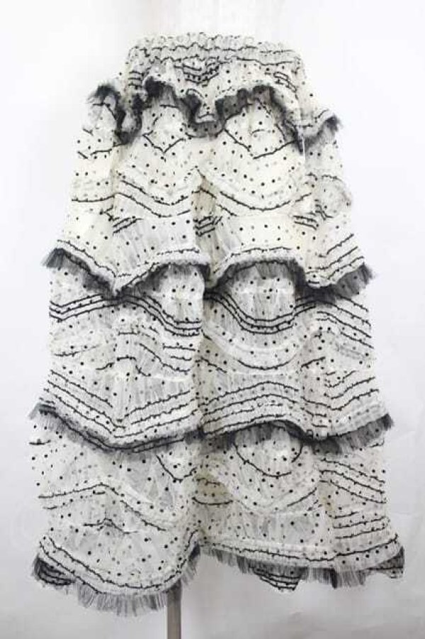画像1: COMME des GARCONS / オーガンジーフロッキードットスカート  アイボリーＸ黒 I-26-07-29-034-sk-SA-ZI (1)