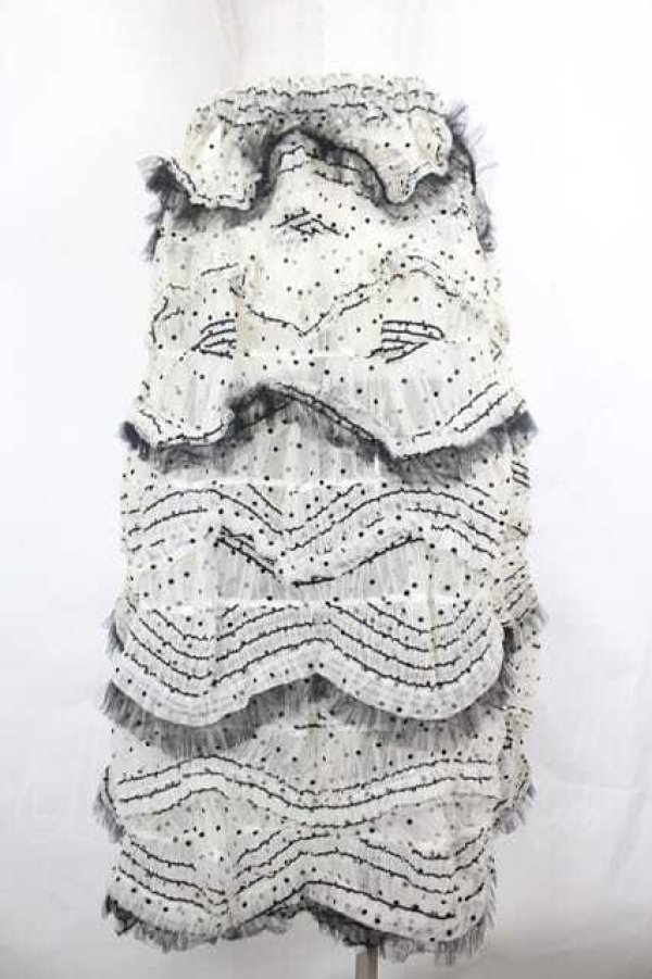 画像2: COMME des GARCONS / オーガンジーフロッキードットスカート  アイボリーＸ黒 I-26-07-29-034-sk-SA-ZI (2)