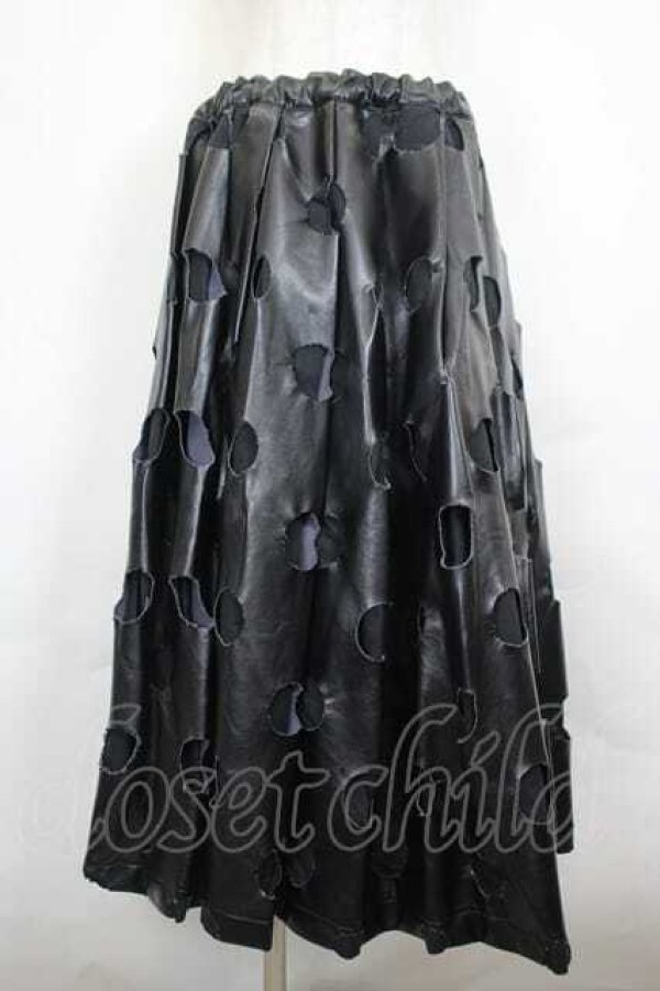 画像1: COMME des GARCONS / フェイクレザードットスカート M 黒 I-26-07-29-035-sk-SA-ZI (1)