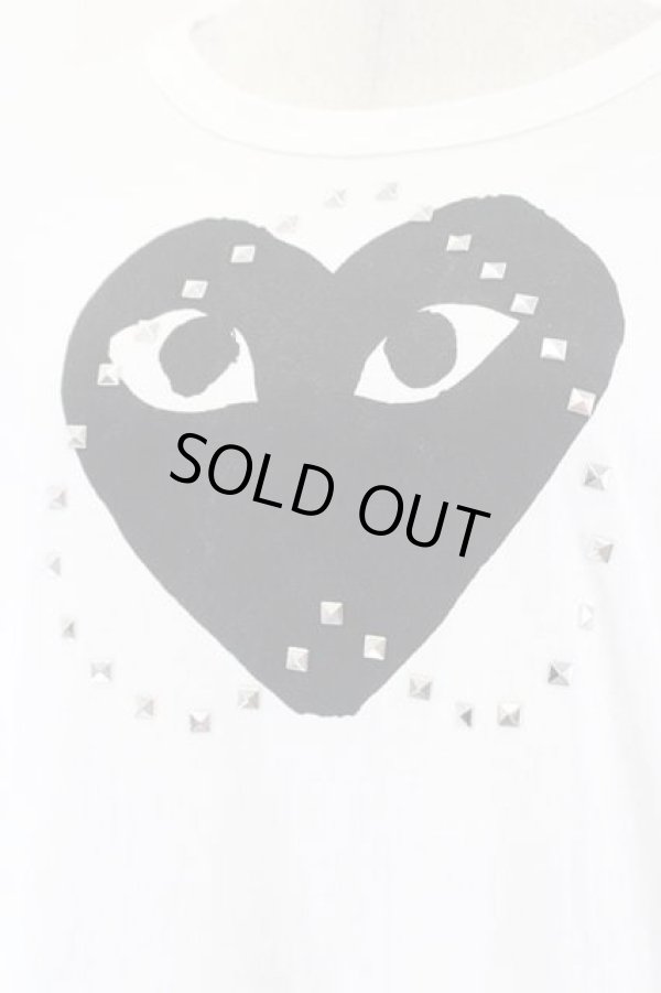 画像4: COMME des GARCONS / ブラックハートスタッズハーフスリーブＴシャツ M 白Ｘ黒 I-26-07-29-005-to-SA-ZH (4)