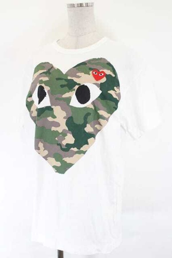 画像3: COMME des GARCONS / プリンテッドカモハートＴシャツ L 白ＸカーキＸ赤 I-26-07-29-006-to-SA-ZI (3)