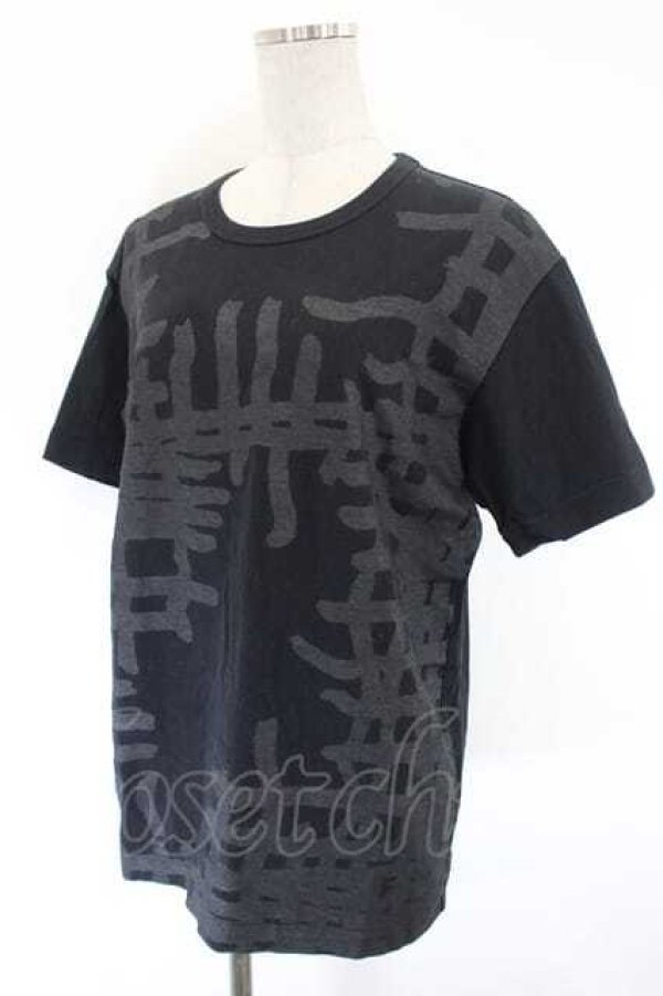 画像3: COMME des GARCONS / 手書き風チェックＴシャツ L 黒 I-26-07-29-011-to-SA-ZI (3)