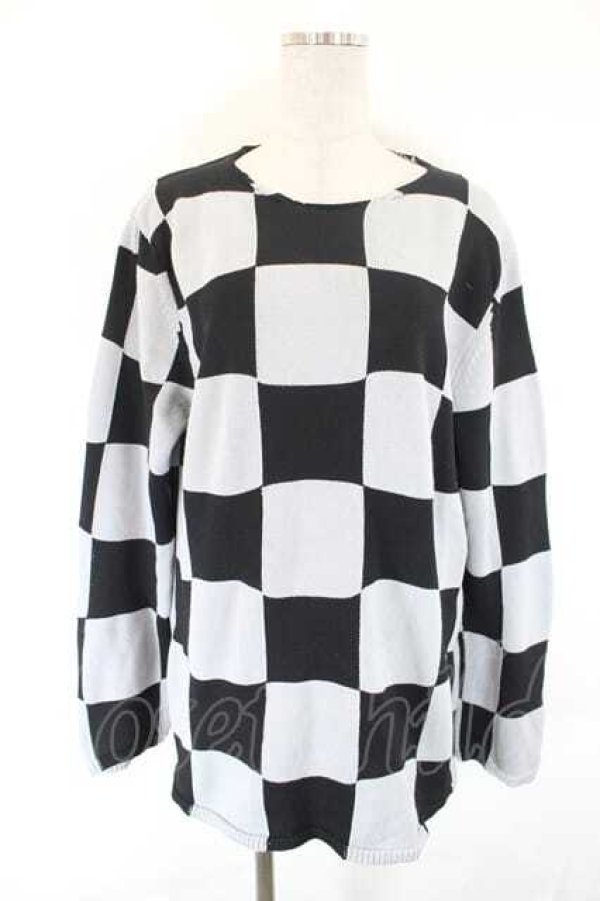 画像1: COMME des GARCONS / 市松柄ニットトップス M グレーＸ黒 I-26-07-29-013-to-SA-ZI (1)