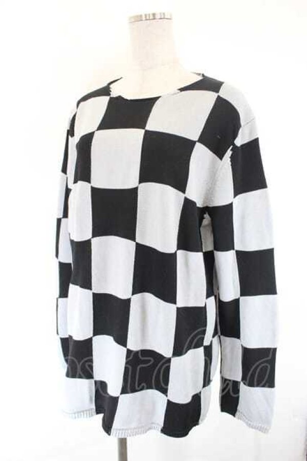 画像3: COMME des GARCONS / 市松柄ニットトップス M グレーＸ黒 I-26-07-29-013-to-SA-ZI (3)
