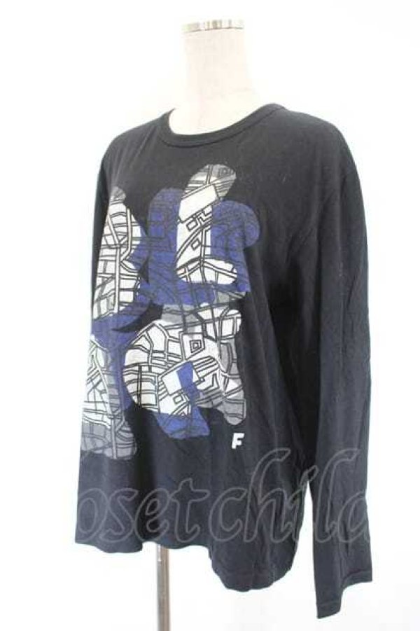 画像3: COMME des GARCONS / 地図柄長袖カットソー L 黒ＸグレーＸ青 I-26-07-29-002-to-SA-ZI (3)