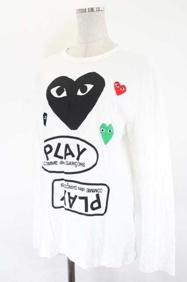 画像3: COMME des GARCONS / ハートワッペン長袖カットソー  白Ｘ黒Ｘ赤Ｘ緑 I-26-07-29-017-to-SA-ZI (3)