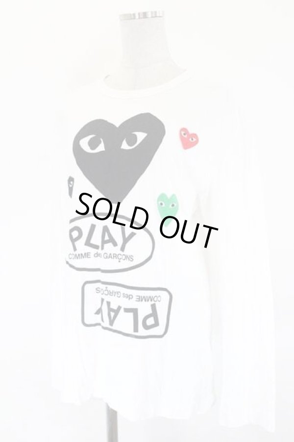 画像3: COMME des GARCONS / ハートワッペン長袖カットソー  白Ｘ黒Ｘ赤Ｘ緑 I-26-07-29-017-to-SA-ZH (3)
