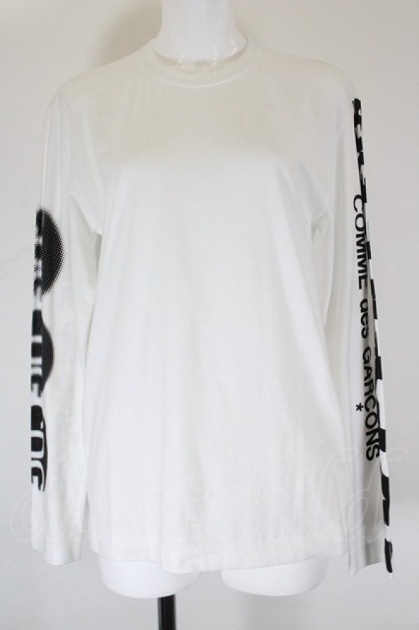 画像1: COMME des GARCONS / ロゴプリントカットソー S 白Ｘ黒 I-26-10-31-001-to-SA-ZI (1)