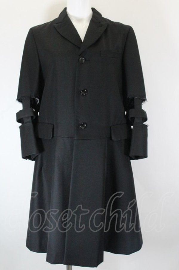 画像1: COMME des GARCONS / 袖格子ロングコート S 黒 I-26-10-31-003-co-SA-ZI (1)
