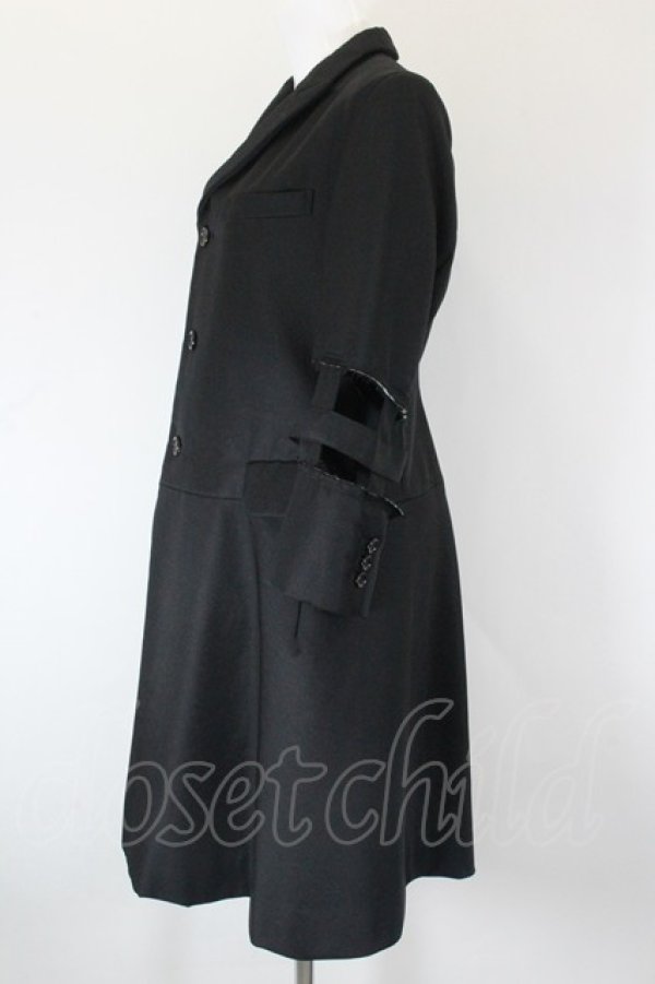 画像2: COMME des GARCONS / 袖格子ロングコート S 黒 I-26-10-31-003-co-SA-ZI (2)