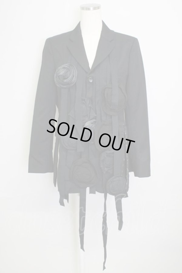 画像1: COMME des GARCONS / フラワーモチーフジャケット XS 黒 T-24-09-25-006-jc-OD-ZH (1)