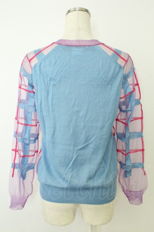 画像2: COMME des GARCONS / 格子ｐｔシースルーカーディガン S 紫 T-26-05-17-006-to-OD-ZT (2)