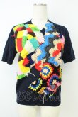 画像1: COMME des GARCONS / フロント刺繍半袖ニット M 紺 T-26-05-17-007-to-OD-ZT (1)